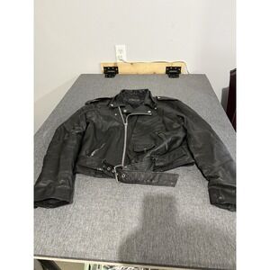 Vintage Casa Nova Women's Black Leather Moto Jacket Sz S